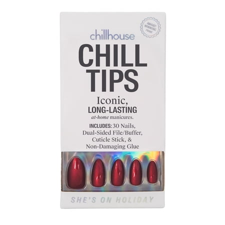 Chillhouse Chill Tips Press On Nails, She’s on Holiday, Almond Style, 30 Count