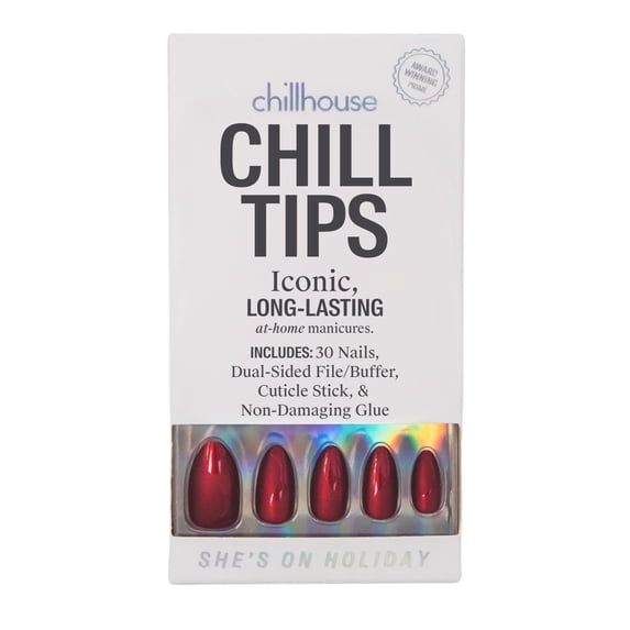 Chillhouse Chill Tips Press On Nails, She’s on Holiday, Almond Style, 30 Count