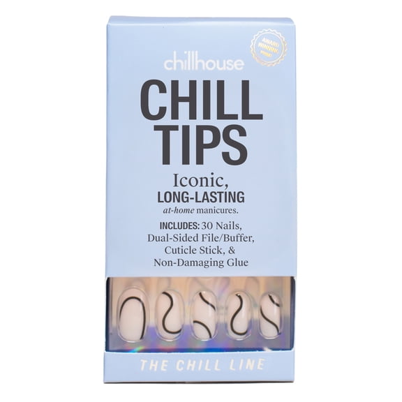 Chillhouse Chill Tips Press On Nails, The Chill Line, Oval Style, 30 Count