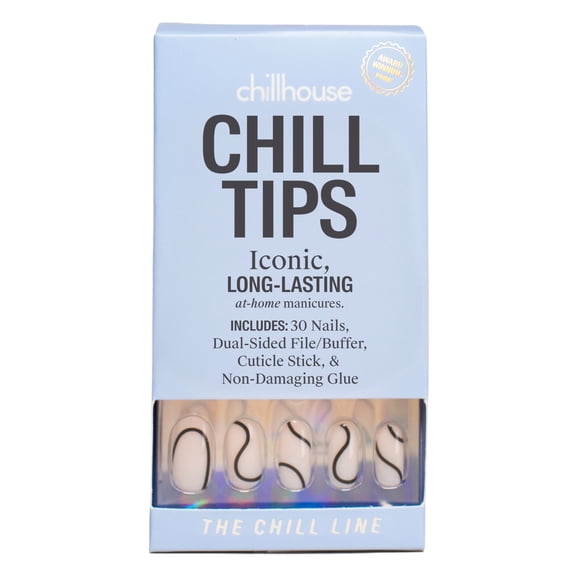 Chillhouse Chill Tips Press On Nails, The Chill Line, Oval Style, 30 Count