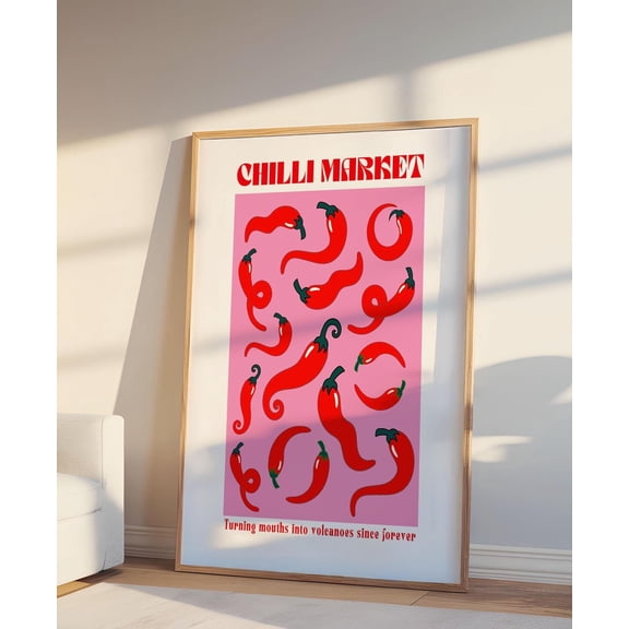 Chilli Market Kitchen Wall Art, Poster, Handmade Home Decor Gift, Poster Only