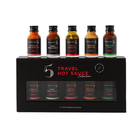 Chilli No. 5 | Mini Bottles Hot Sauce Set - The Hot Ones 5x15ml, World Flavors Gift Set, Exclusive Chilli Blend, Healthy Superfoods, Vegan, Gluten-Free, No Artificial Flavourings