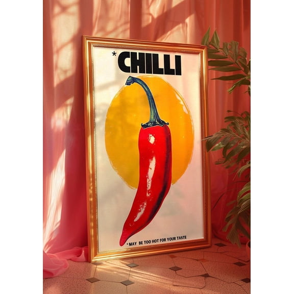 Chilli Pepper : 70s Retro Kitchen Poster, Size 24''x36''-Gategoo
