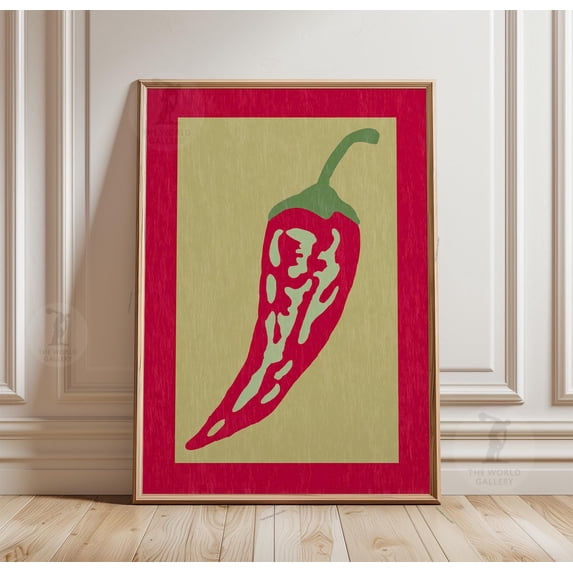 Chilli Design Graphics Chilli Pepper Poster, Bold Kitchen Wall Art, Minimal Food Print ...