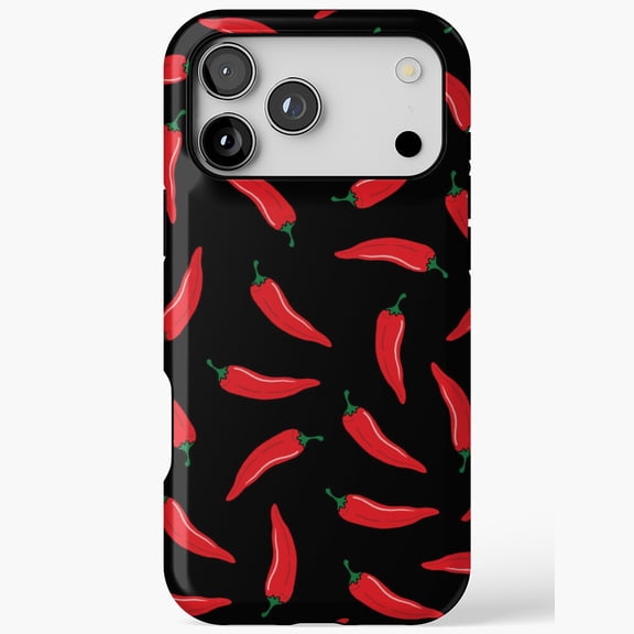Chilli Pepper Red Spicy Vegetable Black Background Art iPhone Case 17 through 11 Pro Max