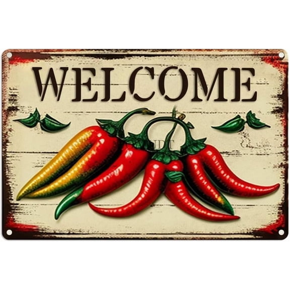 Chilli Pepper Welcome Diamond Art Kits for Adults - 5D Chilli Pepper Diamond Painting Kits for Beginners,DIY Full Drill,Gem Art Kits for Home Wall Decor 12x12 Inch