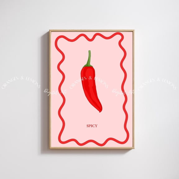 Chilli Print Chillis Poster Pepper Wall Art Chilli Pepper Kitchen Decor Trending Gift Minimalist, Home Decor, Vintage Gift, Home Decor, Poster Only