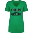 thumbnail image 1 of Chillin' And Grillin' Womens V-Neck T-Shirt, 1 of 2