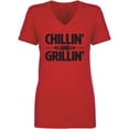 thumbnail image 1 of Chillin' And Grillin' Womens V-Neck T-Shirt, 1 of 2