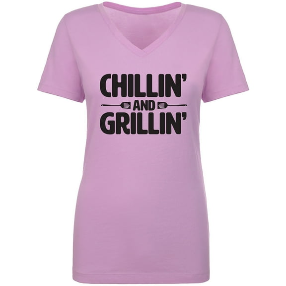 Chillin' And Grillin' Womens V-Neck T-Shirt
