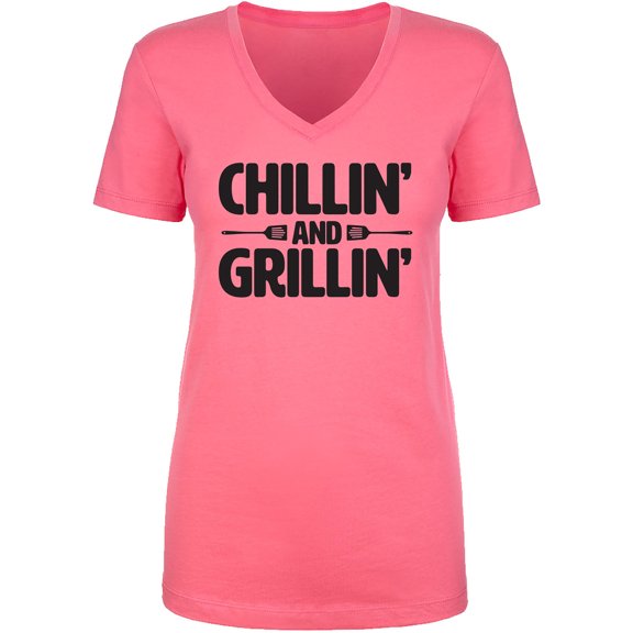 Chillin' And Grillin' Womens V-Neck T-Shirt