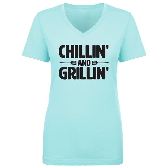 Chillin' And Grillin' Womens V-Neck T-Shirt