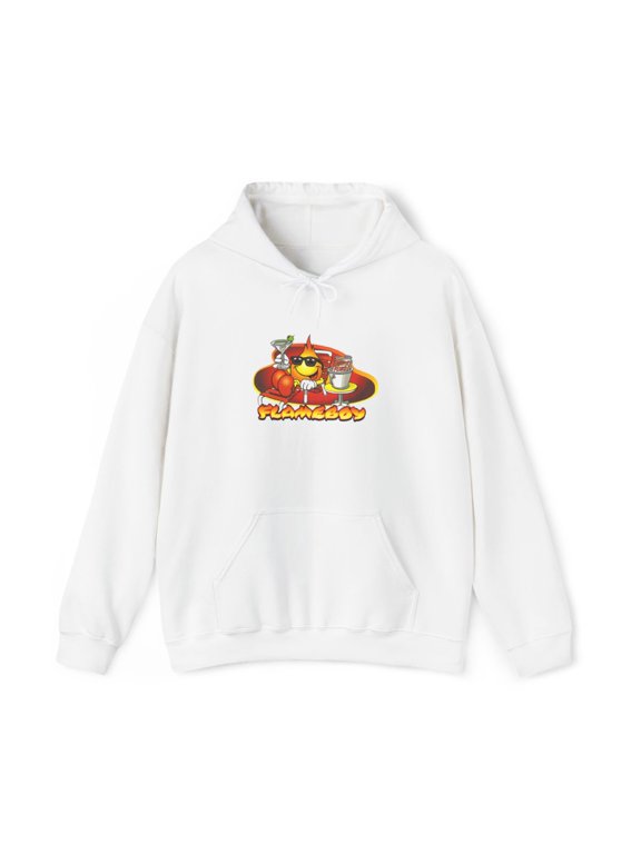 Chillin Flame Boy World Industries 2000s Skateboard Vintage Classic Hoodie Print - L / White