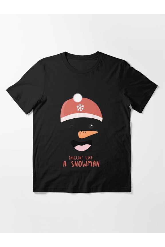 Chillin Like A Snowman Orange Hat Winter Holiday Fun Design Unisex T-Shirt up to Size 5XL