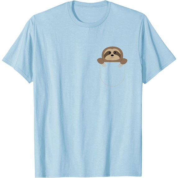 Chillin Sloth Funny Sloth In Your Fake Pocket Graphic Unisex T-Shirt for Men Women Kids Toddler,Light Blue Color,Size L