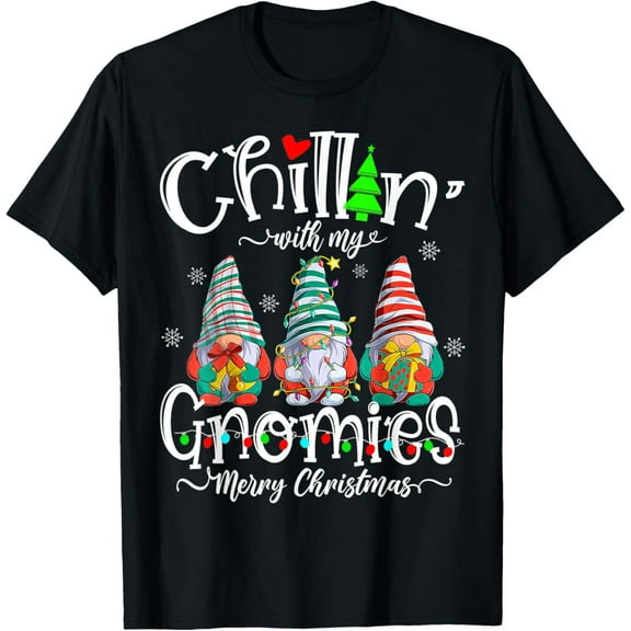 Chillin With My Gnomies Merry Christmas Pamajas Gnome Family T-Shirt