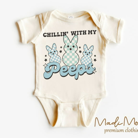 Chillin With My Peeps Easter Baby Onesies, Easter Skateboard Bodysuits Cute Baby Onesie, BABY BODYSUIT LAT 4424