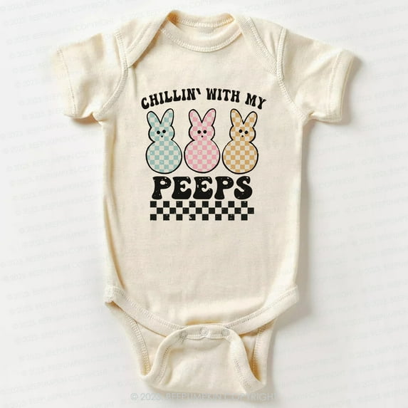 Chillin' With My Peeps Retro Kids Easter Bodysuit For Baby Cute Baby Onesie, BABY BODYSUIT LAT 4424