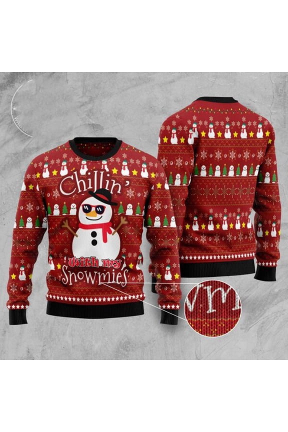 Chillin With My Snowmies Funny Ugly Christmas Sweater, Christmas Sweater, Ugly Sweater, Funny Xmas Sweaters