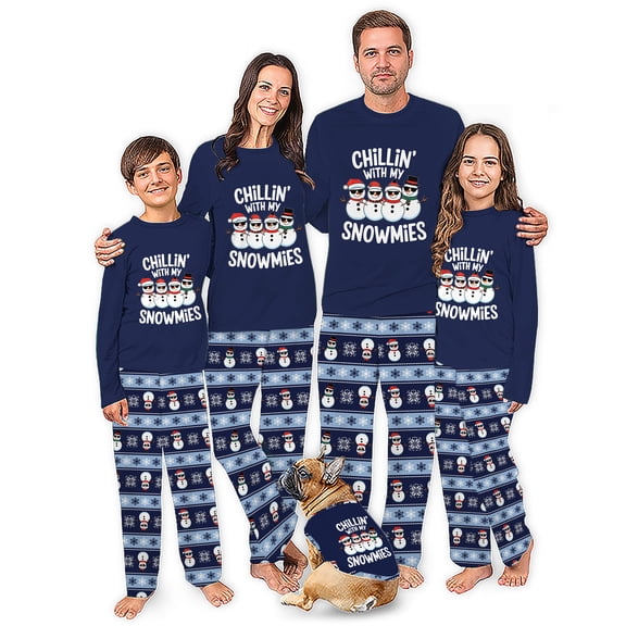 Chillin' With My Snowmies Matching Family Christmas Pajamas, Snowman PJs, Plus Sizes, With Pockets