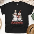thumbnail image 1 of Chillin With My Snowmies Shirt | Cute Snowman Graphic Tee for Holiday Fans, Black, Size S, 1 of 6