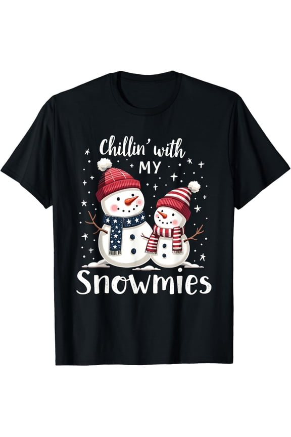 Chillin With My Snowmies Snowman Design T-Shirt