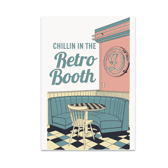 Chillin in the Retro Booth Art - Vintage Diner Enthusiast - 13x19 Poster Print