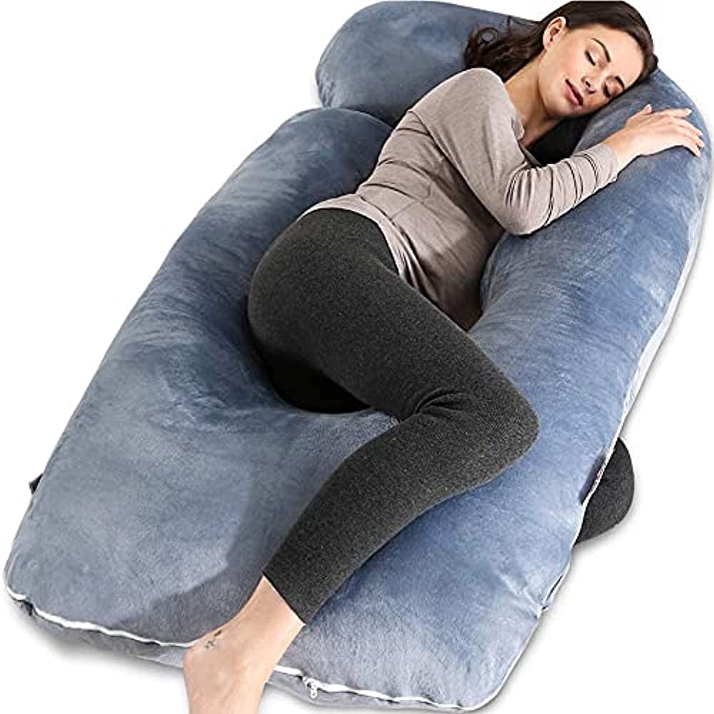 Chilling Home Pregnancy Pillow, 60 inches Full Body Pillow Maternity Pillow for Pregnant Women, Comfort U Shaped Zootzi Pillow with Removable Washable Velvet Cover(Grey, 60 x 28 inches)