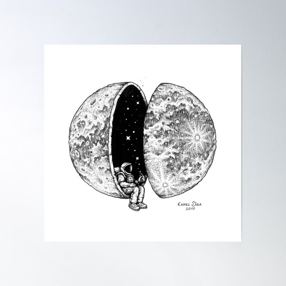 Chilling In Space Poster Wall Art, Modern Wall Decor, 16x16 UNFRAMED