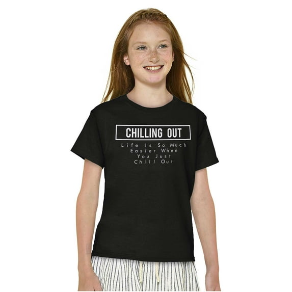 Chilling Out Relaxed Funny Workout Crewneck T Shirts Boy Girl Teen Brisco Brands L