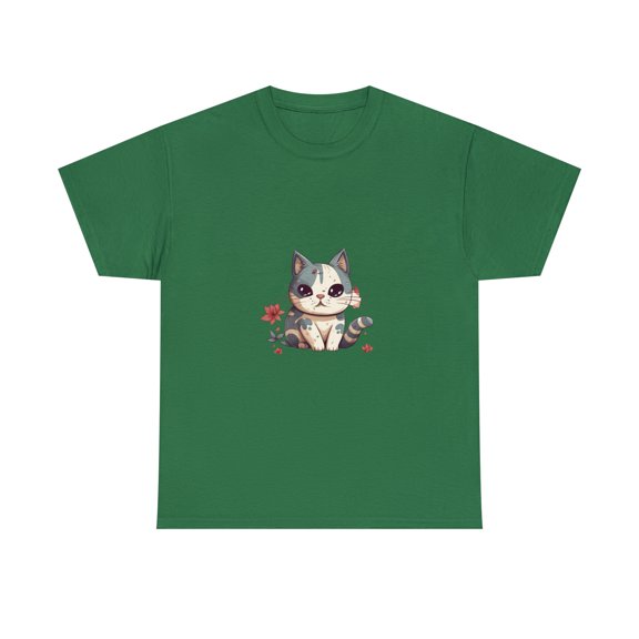 Chilling Relaxing Settled Kawaii Cute Kitty Unisex Heavy Cotton Tee