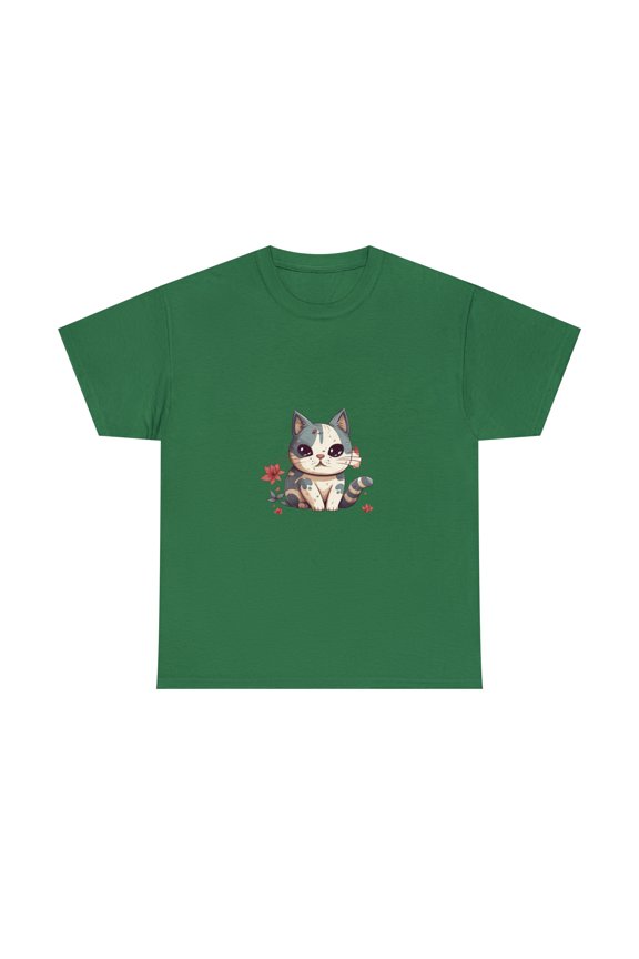 Chilling Relaxing Settled Kawaii Cute Kitty Unisex Heavy Cotton Tee