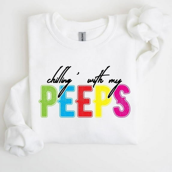 Chilling With My Peeps, Easter, Retro Candy Sweatshirt, Women's