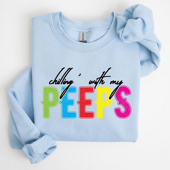 Chilling With My Peeps, Easter, Retro Candy Sweatshirt, Women's