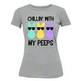 thumbnail image 1 of Chilling With My Peeps Fun Easter Egg Hunting Christian Holiday Women's T-shirt, 3XL, H. Grey, 1 of 1