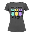 thumbnail image 1 of Chilling With My Peeps Fun Easter Egg Hunting Christian Holiday Women's T-shirt, XL, Charcoal, 1 of 1