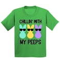 thumbnail image 1 of Chilling With My Peeps Fun Easter Egg Hunting Christian Holiday Youth T-shirt, Youth XS, Green, 1 of 1