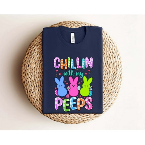 Chilling With My Peeps T-Shirt, Cute Easter Peeps Shirt, Funny Blessed Easter Tee, Gift for Easter Day, Pastel Spring T-Shirt