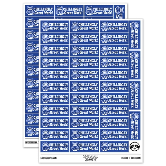 Chillingly Great Work Penguin Teacher Student School Sticker Set - Dark Blue - Gloss Finish - 1.5" Small