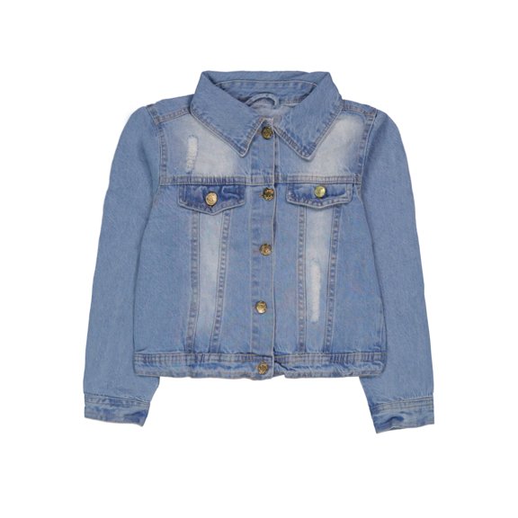 Chillipop Girls' Classic Denim Trucker Jacket Color: light wash Size: 10 - 12