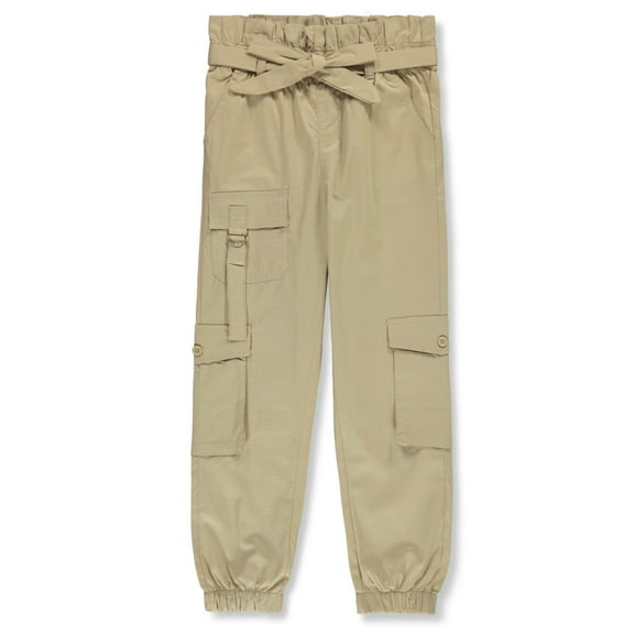 Chillipop Girls' Paper Bag Cargo Pants Color: light khaki Size: 10