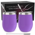 thumbnail image 1 of Stainless Steel Insulated Wine Tumbler - Purple by Chillout Life for Unisex - 2 x 12 oz Tumbler, 1 of 5