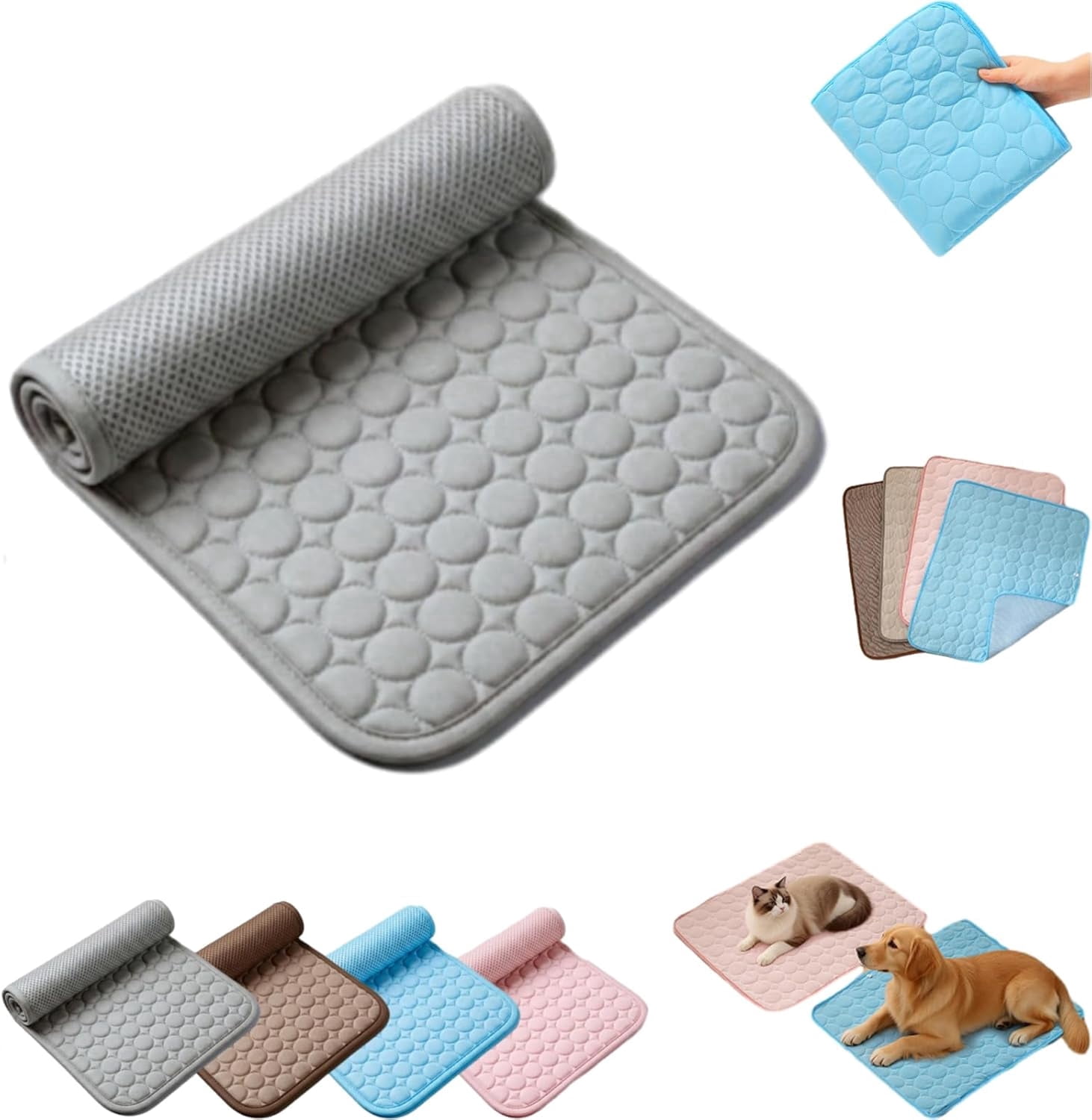 Chillpaws Cooling Mat, Self-Cooling Pet Mat, Washable Portable Coolings Pad for Dogs Cats, Ice Silk Self Cooling Foldables Mat