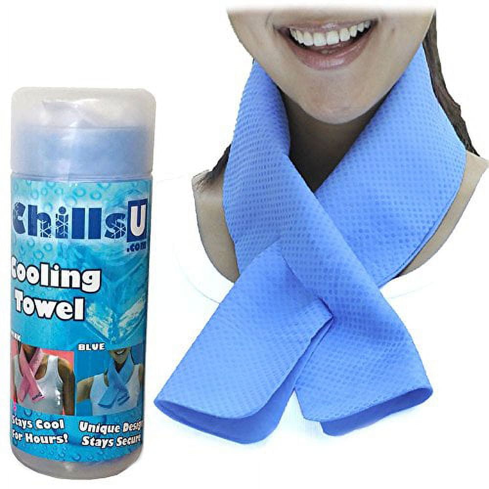 ChillsU Cooling Towel Cool Gym Workout Sports Neck or Head Towel Single Pack Blue