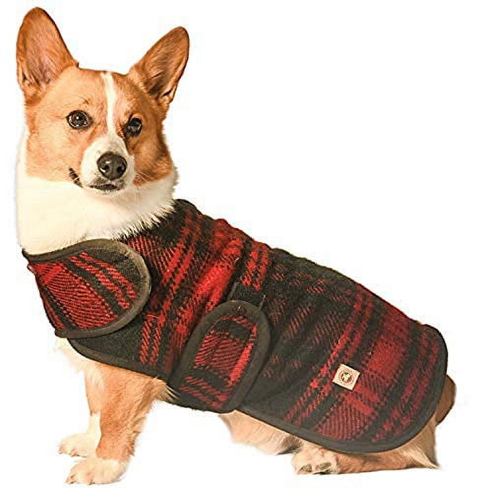 Small Red and Black Plaid Wool Dog Coat