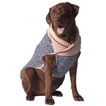 Chilly Dog Spencer Dog Sweater, Blue/Tan, Small