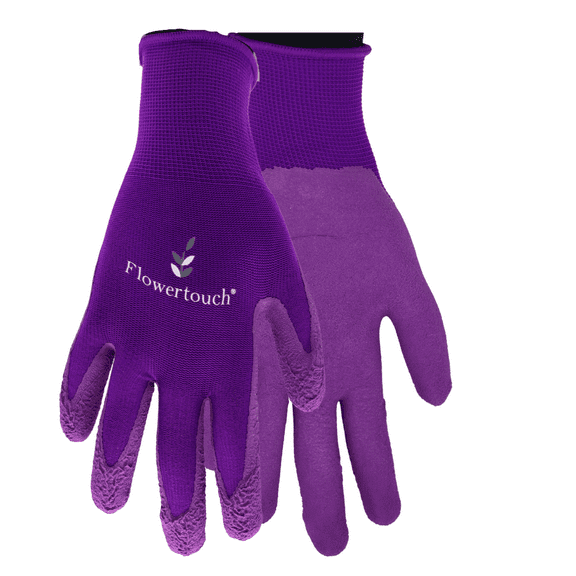 Chilly Grip A207 Flowertouch Foam Latex Palm All Purpose Gloves, Purple, Size Small, Sold by Pair