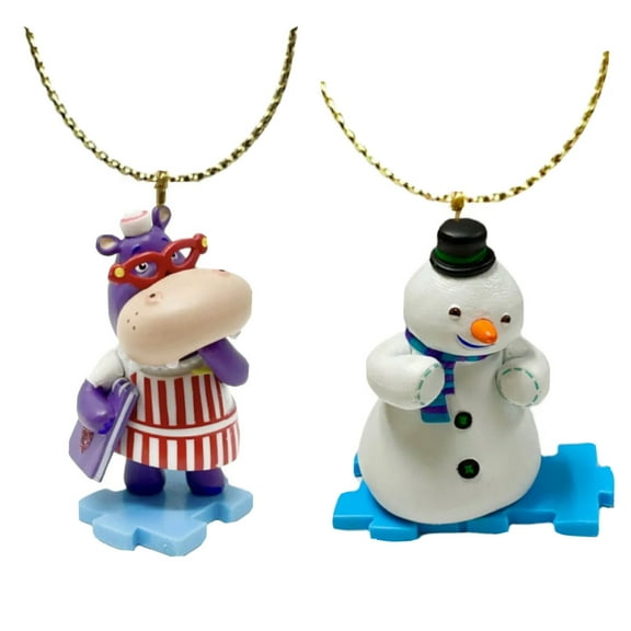 Chilly Snowman & Hallie Hippo PVC Ornament Figure Doc McStuffins Figurine Charm