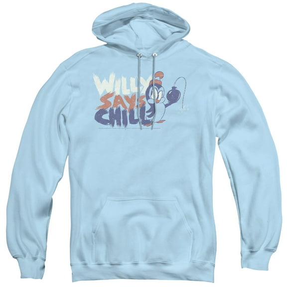 Chilly Willy I Say Chill Adult Pullover Hoodie Sweatshirt Light Blue