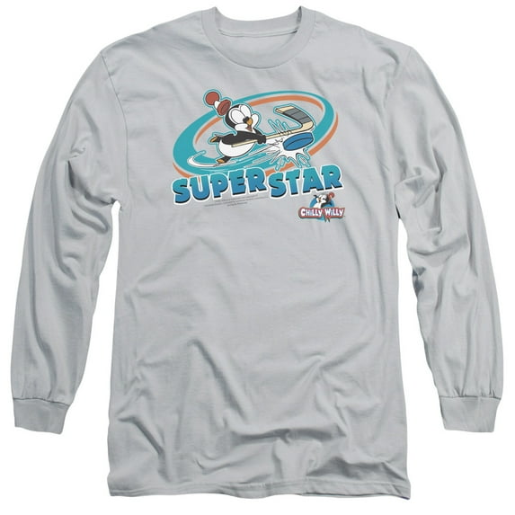 Chilly Willy Slap Shot Long Sleeve Adult 18/1 T-Shirt Silver